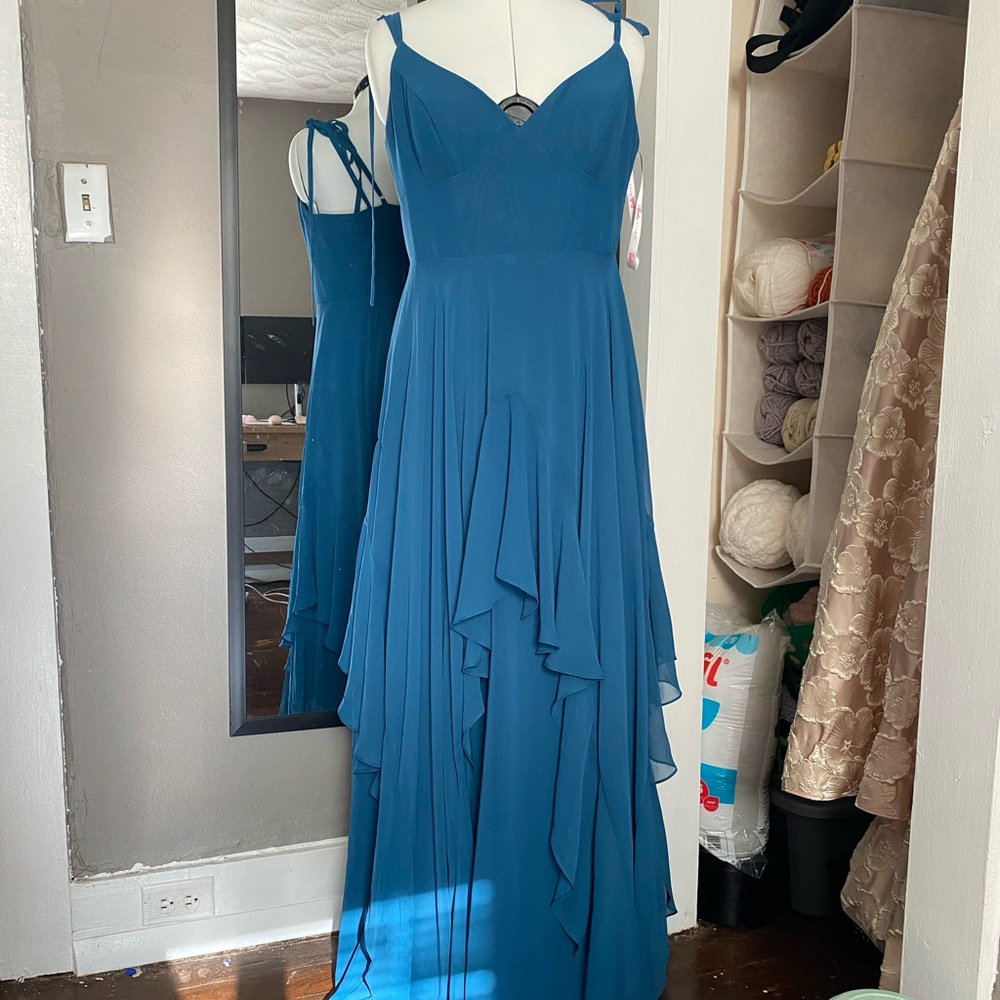 Azazie Ink Blue Barbie x Azazie Collection Chiffon Maxi Dress